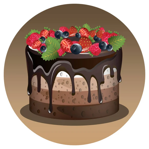 Kue ulang tahun dengan berry - Stok Vektor