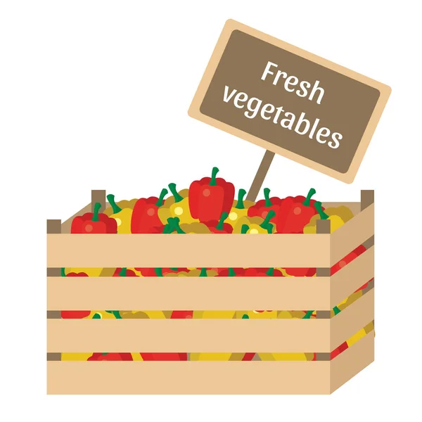 Verduras frescas en una caja . — Vector de stock