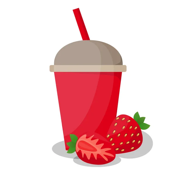 Sommer-Smoothies mit Erdbeeren. — Stockvektor