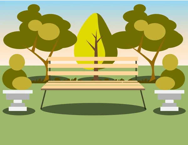 Banco bajo un árbol en el parque . — Vector de stock