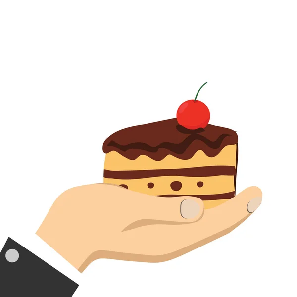 Karikatur Hände halten Kuchen — Stockvektor
