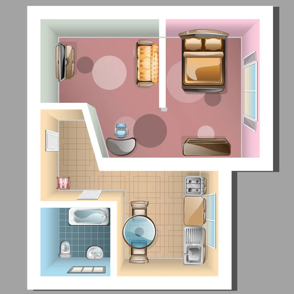 Top view of apartment interior. — Stock Vector