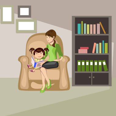 Anne çocuk için kitap okumak