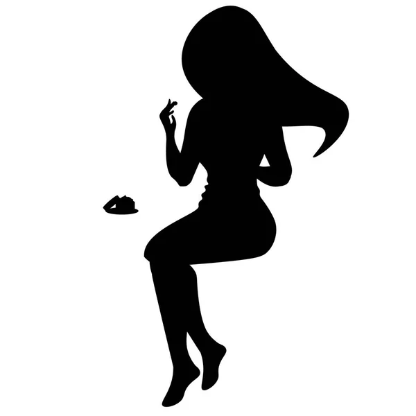 Young beautiful woman applying cream silhouette — Stock Vector