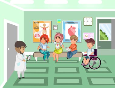 Hastalığı hastaların hastanede doktorların bekleme odasında