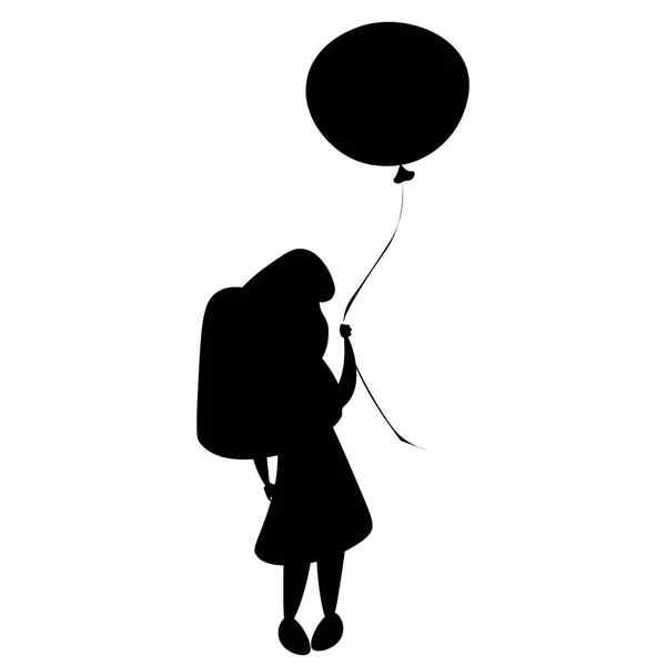 Ragazza silhouette e palloncini — Vettoriale Stock