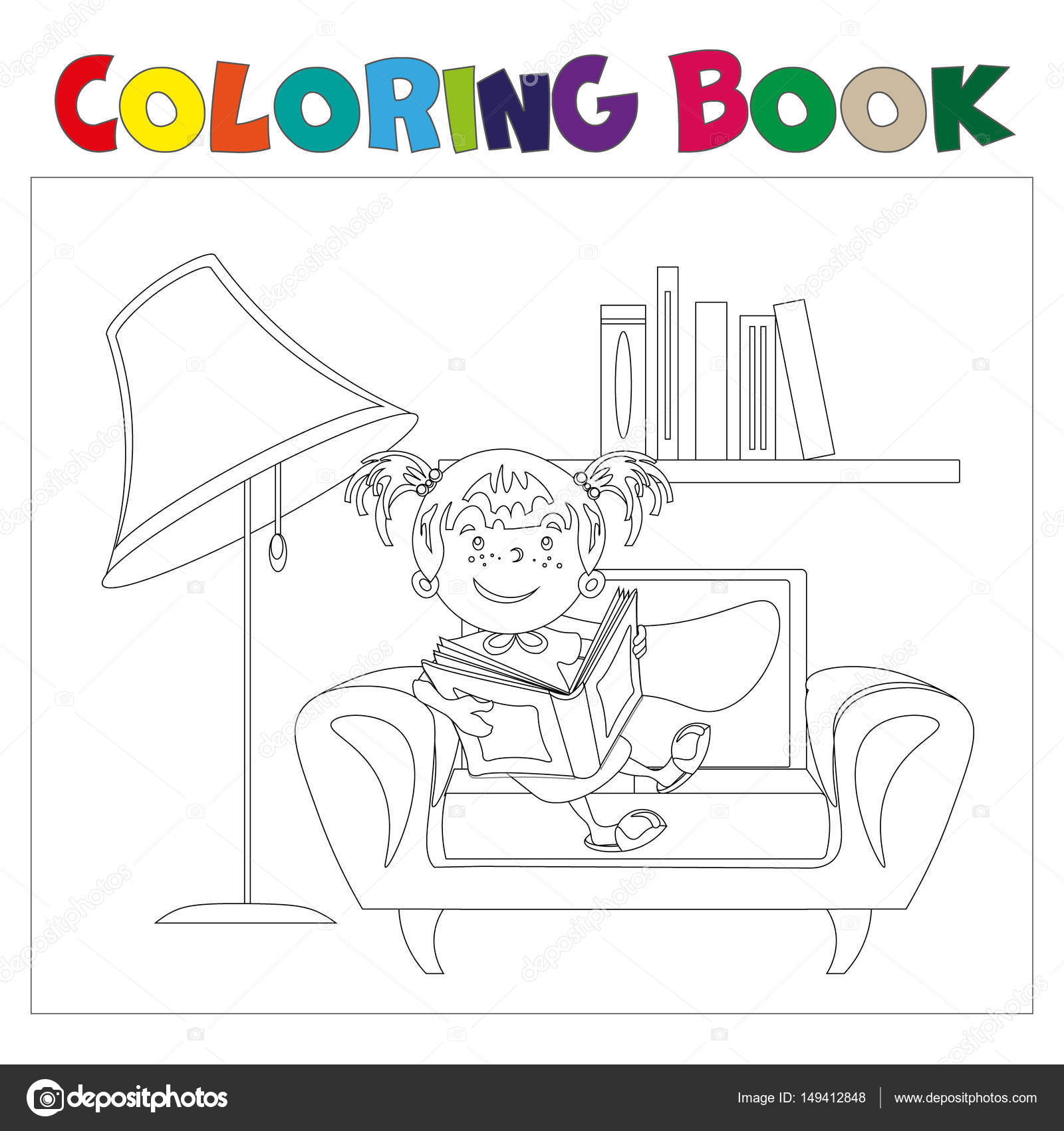 Ilustración de dibujos animados de una niña con lápiz — Vector de stock