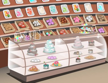 Tatlılar mağaza rafları