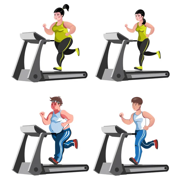 Concept de fitness isolé avec avant et après — Image vectorielle