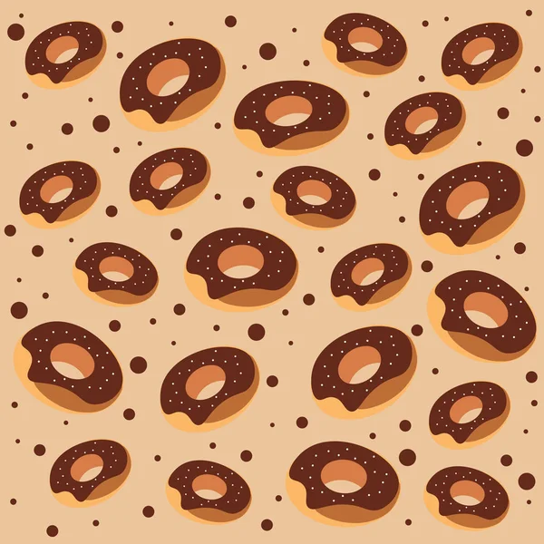 Rosquillas dulces sin costuras de chocolate en el esmalte . — Vector de stock