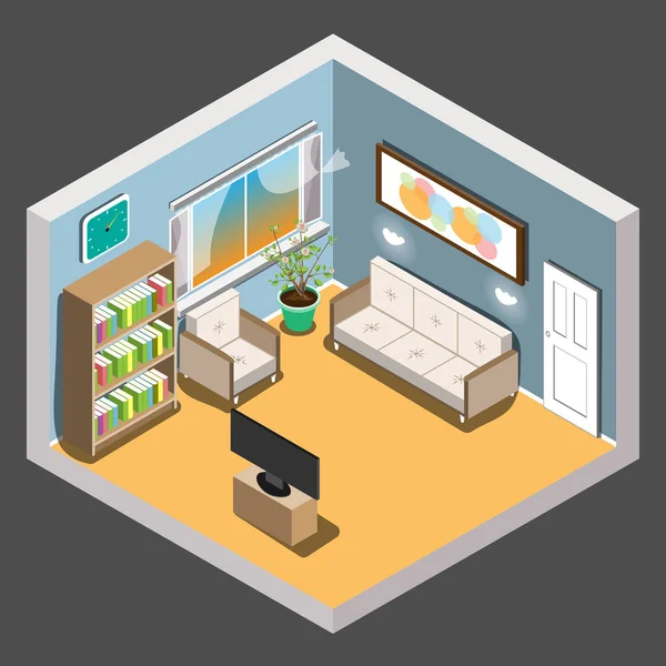 Isometric living room — Stock Vector