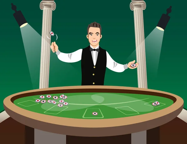 Homme casino croupier caractère . — Image vectorielle