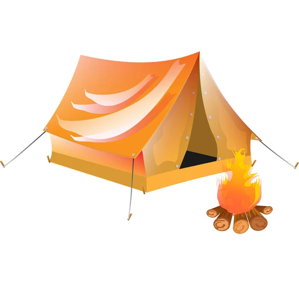 Желтая туристическая палатка — стоковый вектор