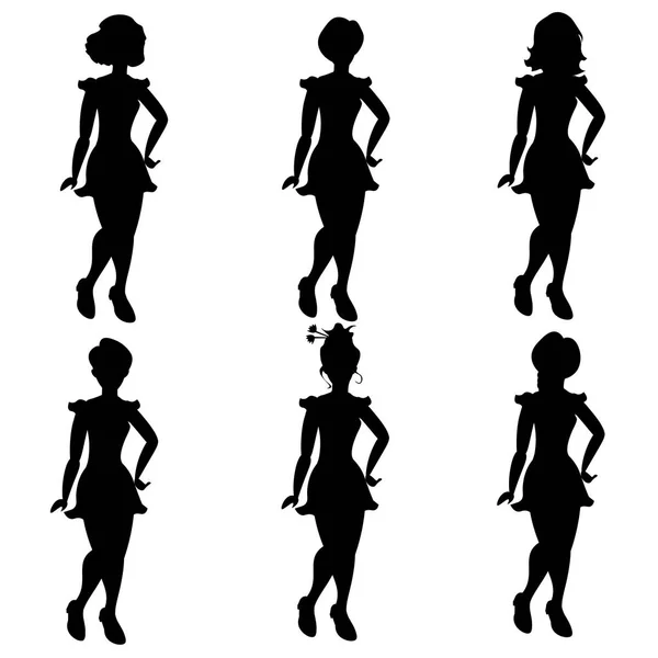 Silhouetten von Frauen mit unterschiedlichen Haaren — Stockvektor