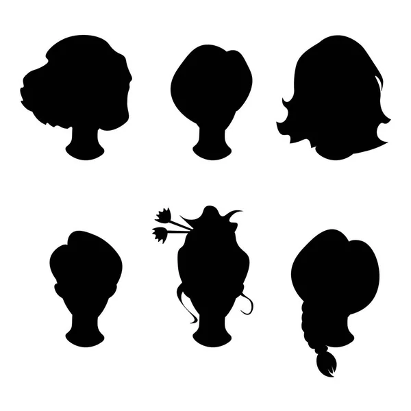 Silueta de peinado.Mujer, niña, cabello femenino . — Vector de stock