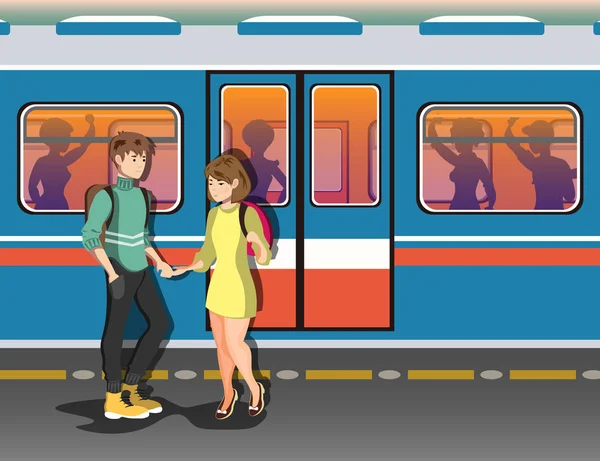 Personnes dans le fond du métro — Image vectorielle