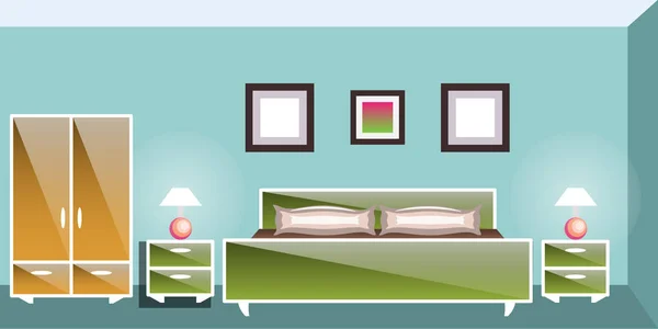 Dormitorio con muebles . — Vector de stock