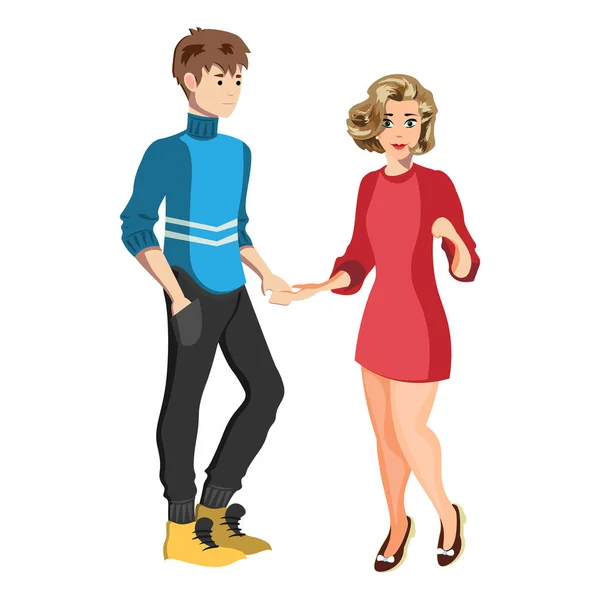 Man en vrouw hand in hand. — Stockvector