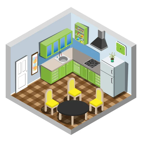 Vektorisometrisches Set von Küchenmöbeln. — Stockvektor