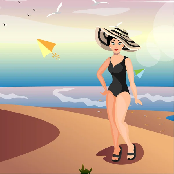 Женщины на пляже — стоковый вектор