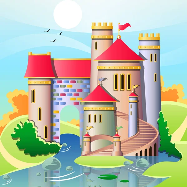 Ilustração de um bonito castelos — Vetor de Stock