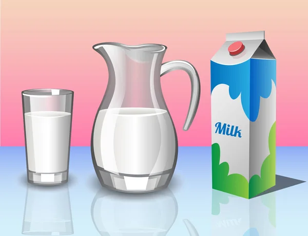 Verschiedene Gebinde für Milch. — Stockvektor