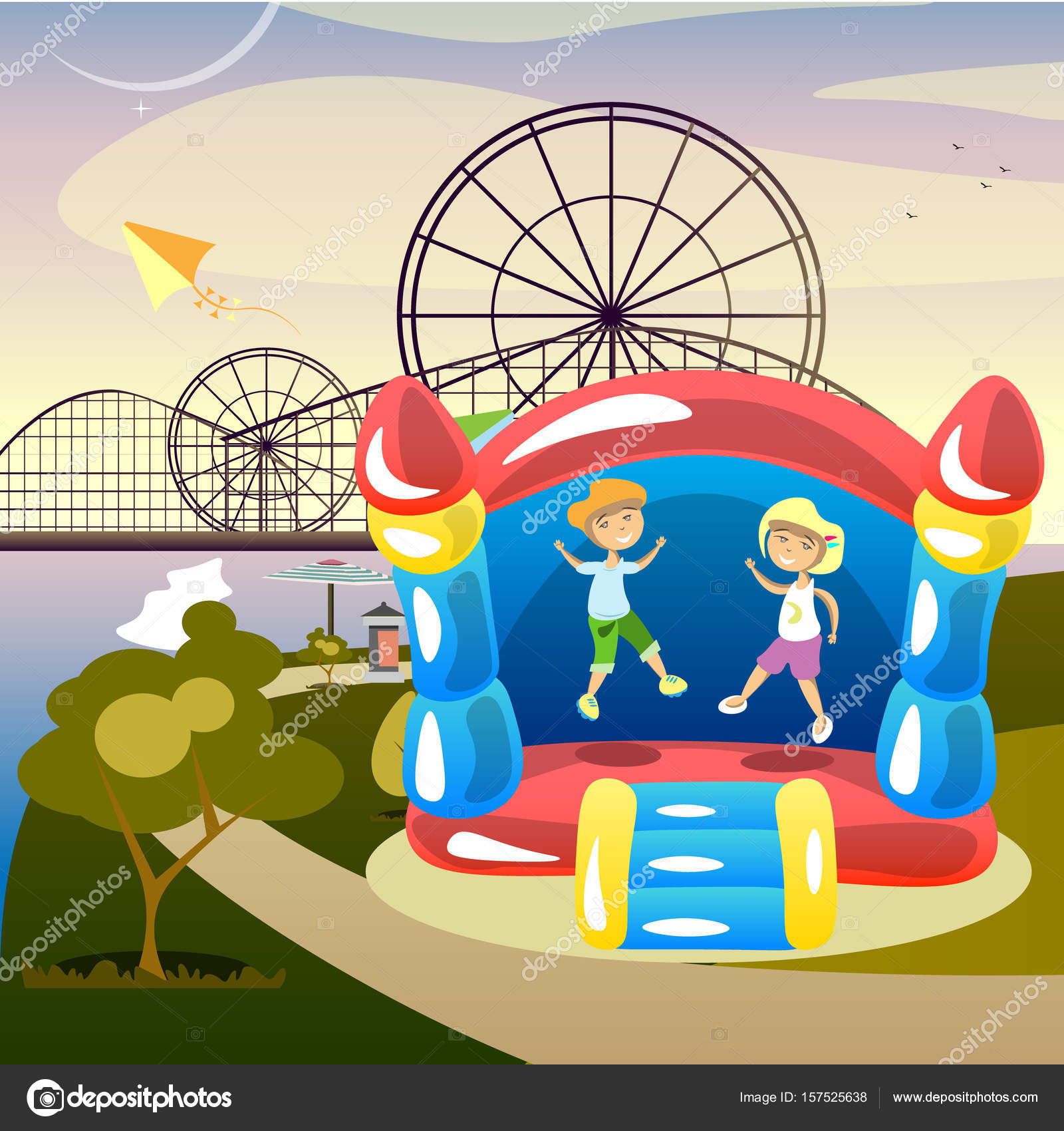 Attivit estive per bambini — Vettoriali Stock © sasha zerg Bambini nel parco Illustrazione di vettore — Vettoriali di sasha zerg