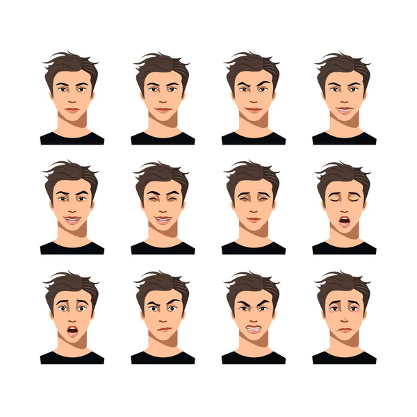 Conjunto de emociones faciales masculinas . — Archivo Imágenes Vectoriales