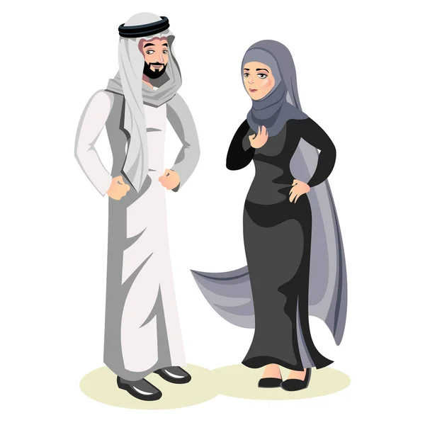 Pria Arab Muslim dan seorang wanita - Stok Vektor