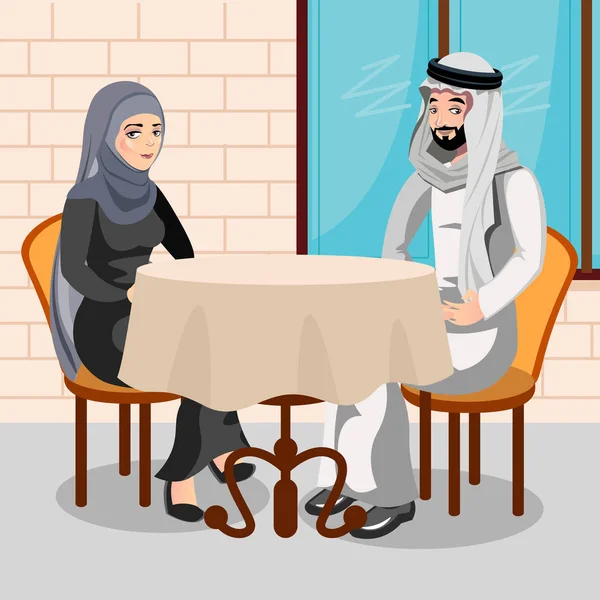 Ludźmi Wschodu, obiad w restauracji — Wektor stockowy