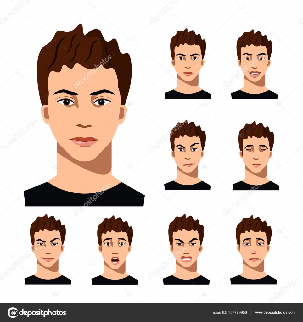 Gesichtsausdruck männlicher Gesichtszüge. 