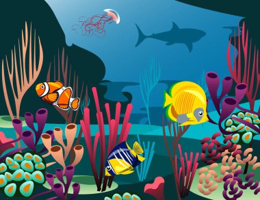 Denizaltı dünya ile balık