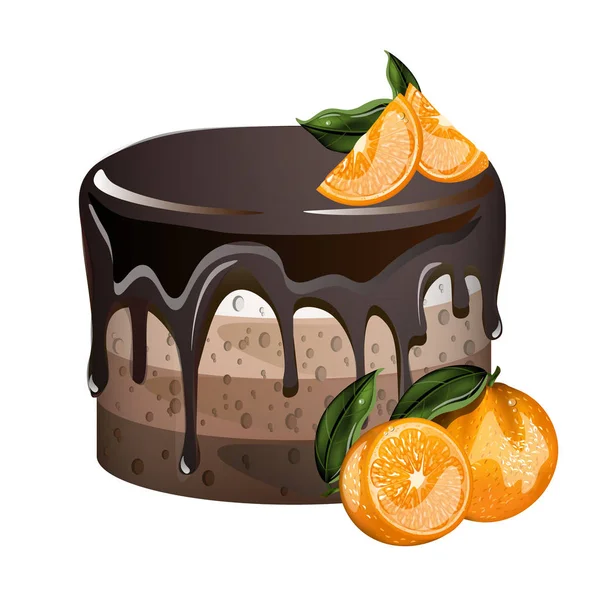 Yummy layered cake with oranges — Stock Vector