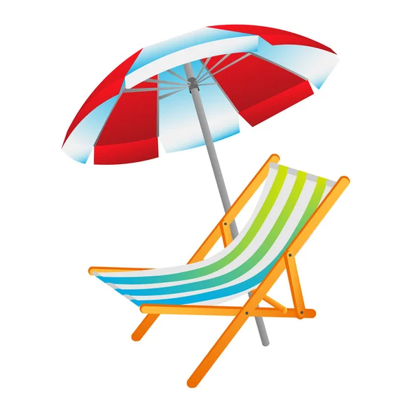 Opened sun umbrella and deckchair — Stock Vector