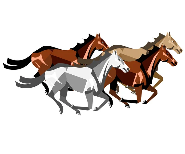 Horses in different colors — Stock Vector