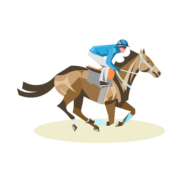 Jockey sur cheval blanc . — Image vectorielle