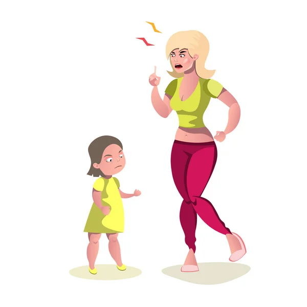 Madre enojada con su hija . — Vector de stock