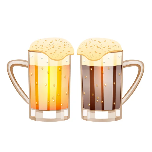 Due bicchieri con birra — Vettoriale Stock