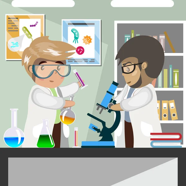 Vědci v laboratoři lékařské vědy. — Stockový vektor