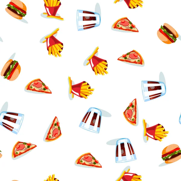 Fast food varrat nélküli mintát fehér háttér — Stock Vector
