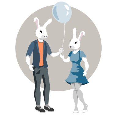 Rabbit-boy and rabbit girl. clipart