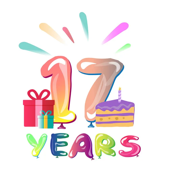 Feliz aniversario 17 años — Vector de stock