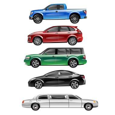 Farklı binek araba vektör.