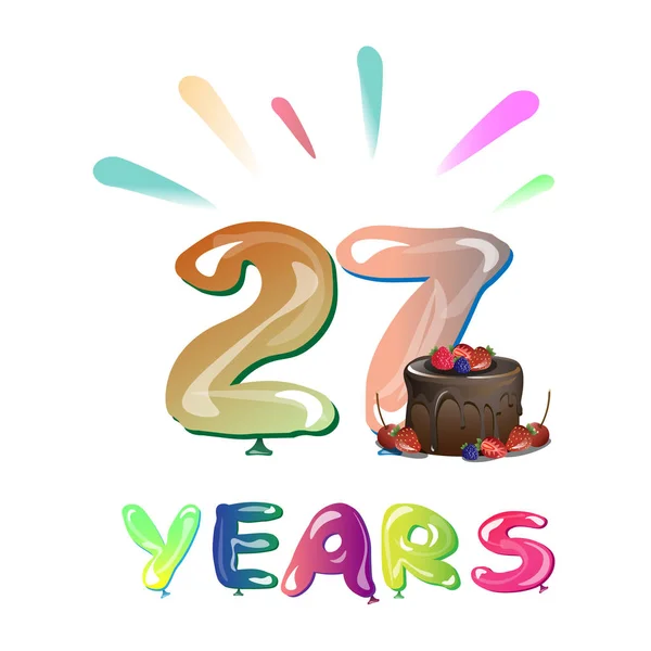 27 年周年庆典设计，蛋糕. — 图库矢量图片