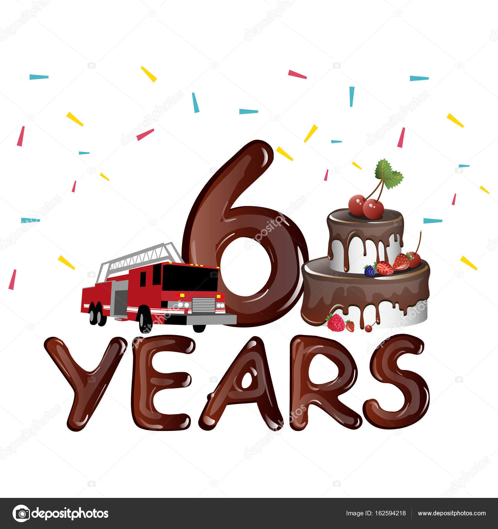 Beste 6 jaar verjaardag met taart. — Stockvector © sasha_zerg #162594218 VA-12