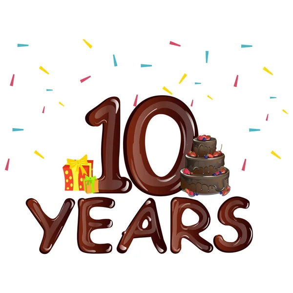 10 lat rocznica obchody urodzin — Wektor stockowy