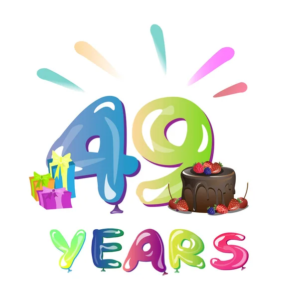 Desenho da celebração do aniversário de 49 anos —  Vetores de Stock
