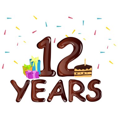 hediye kutusu ile 12 yıl yıldönümü kutlama tasarım