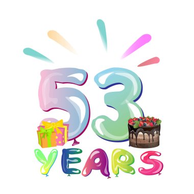53 yıl yıldönümü kutlama tebrik kartı.