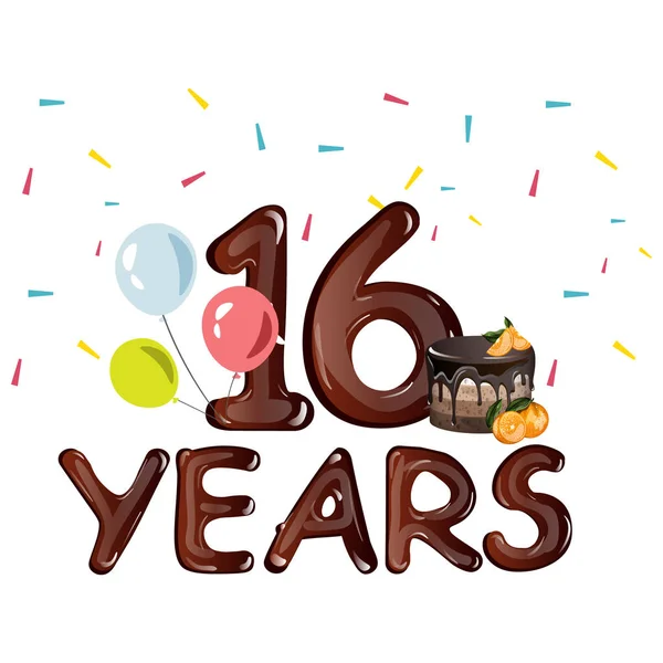 16 let oslava narozenin blahopřání — Stockový vektor